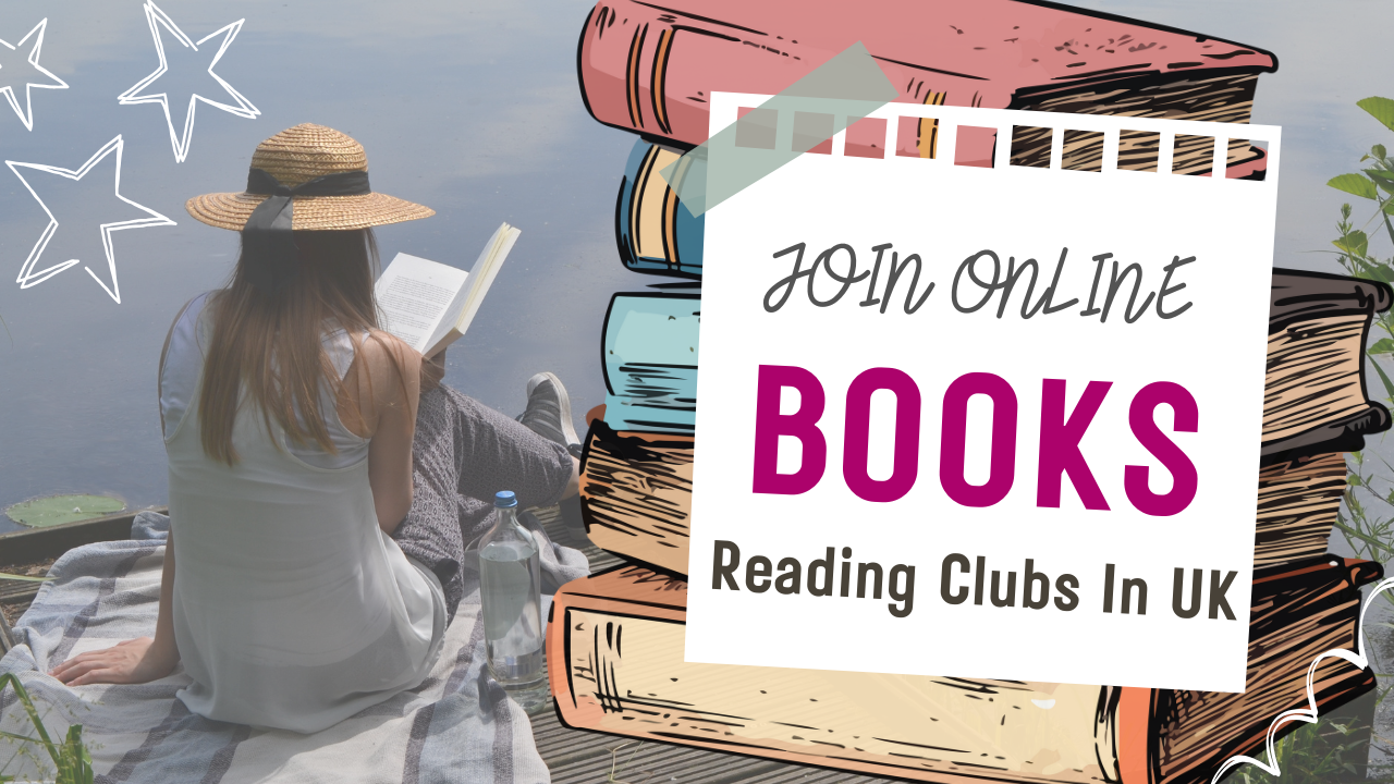 Girl holding a book promoting online book reading clubs in the UK.